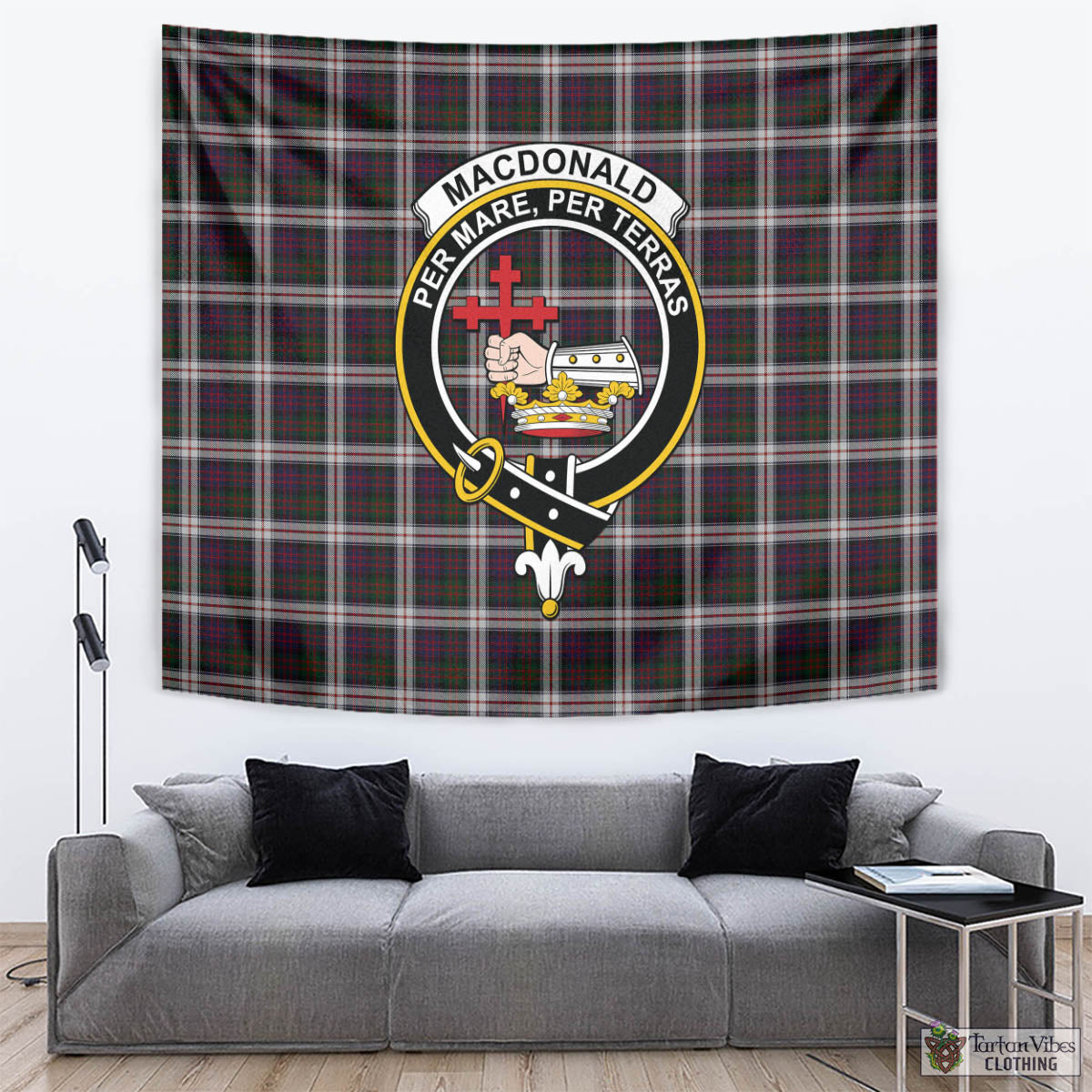 Tartan Vibes Clothing MacDonald Dress Tartan Tapestry Wall Hanging and Home Decor for Room with Family Crest