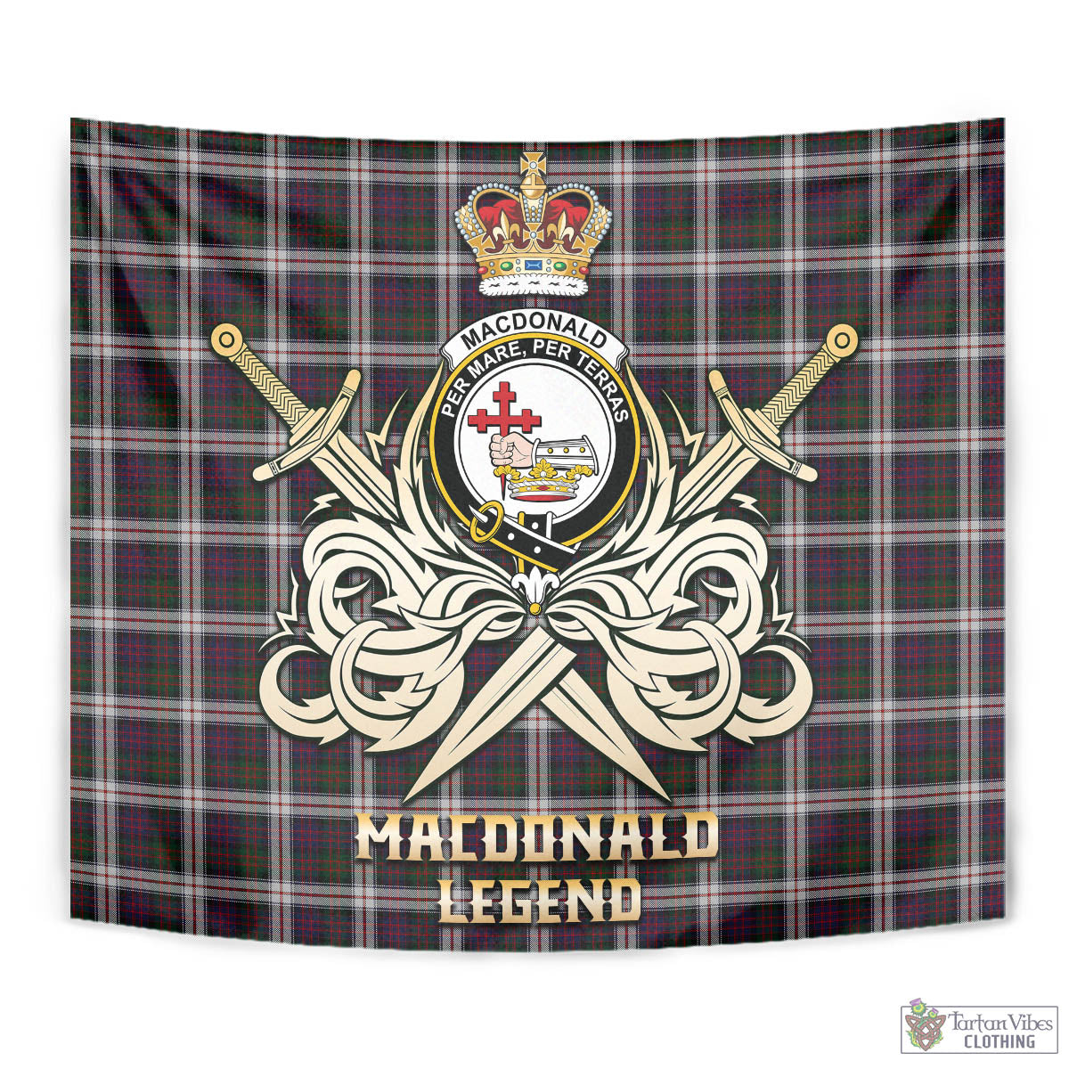 Tartan Vibes Clothing MacDonald Dress Tartan Tapestry with Clan Crest and the Golden Sword of Courageous Legacy