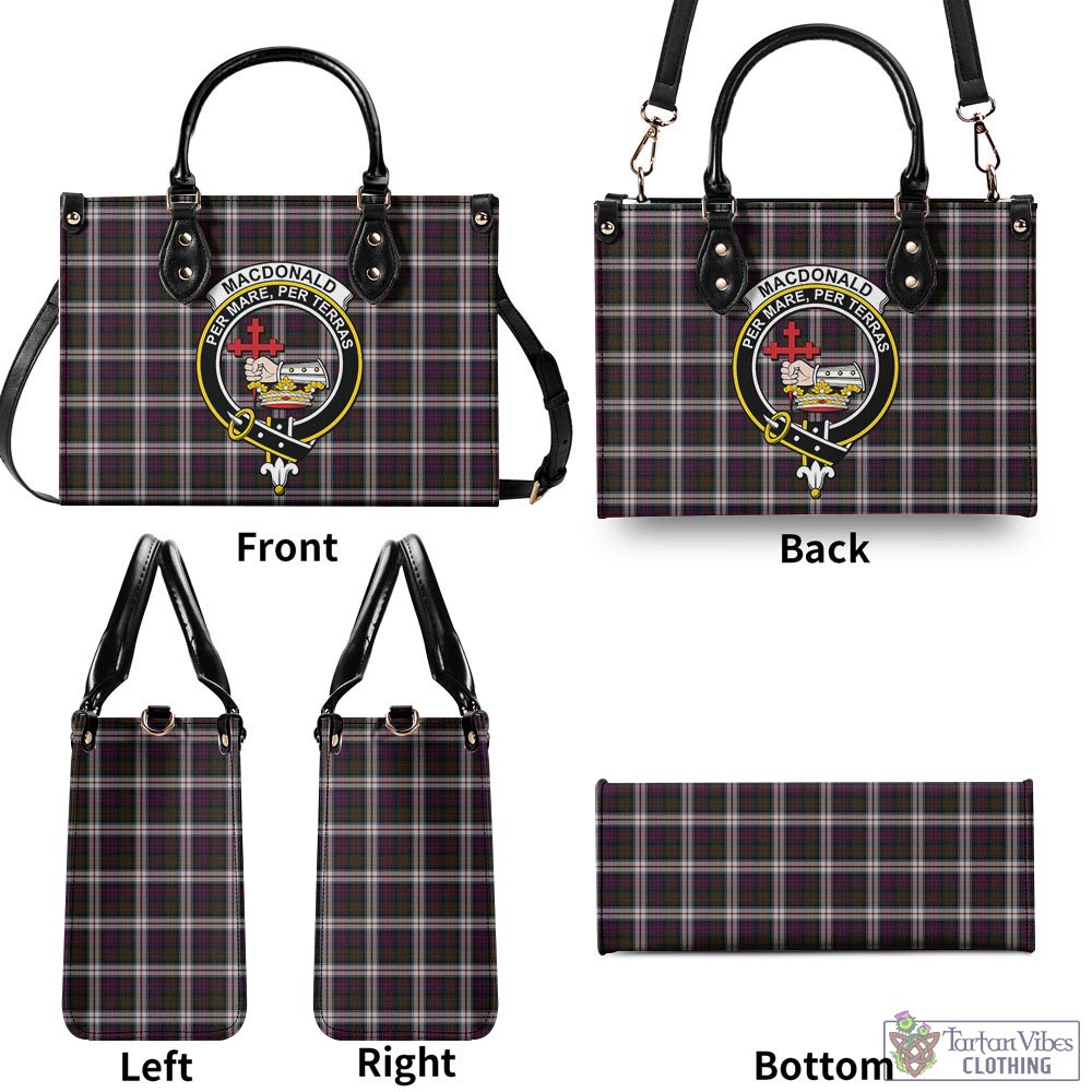 Tartan Vibes Clothing MacDonald Dress Tartan Luxury Leather Handbags with Family Crest