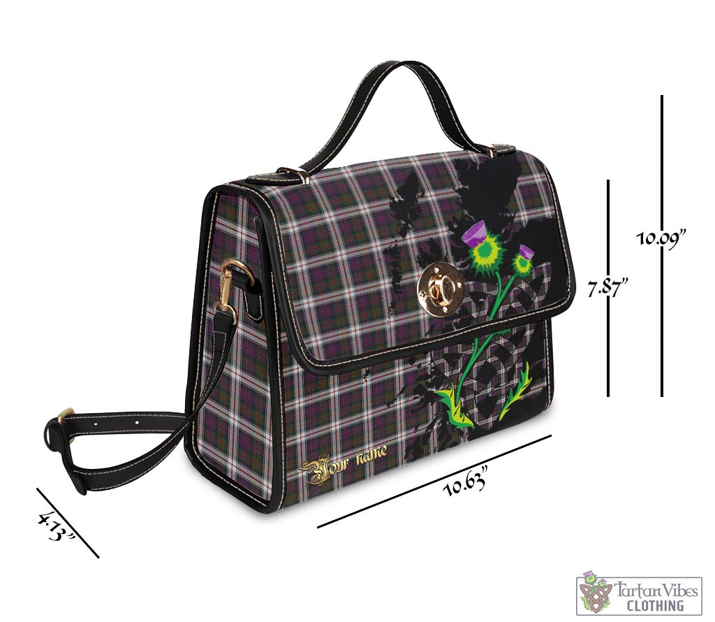 Tartan Vibes Clothing MacDonald Dress Tartan Waterproof Canvas Bag with Scotland Map and Thistle Celtic Accents