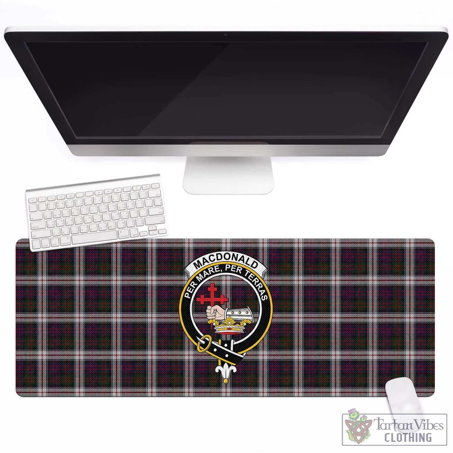 Tartan Vibes Clothing MacDonald Dress Tartan Mouse Pad with Family Crest