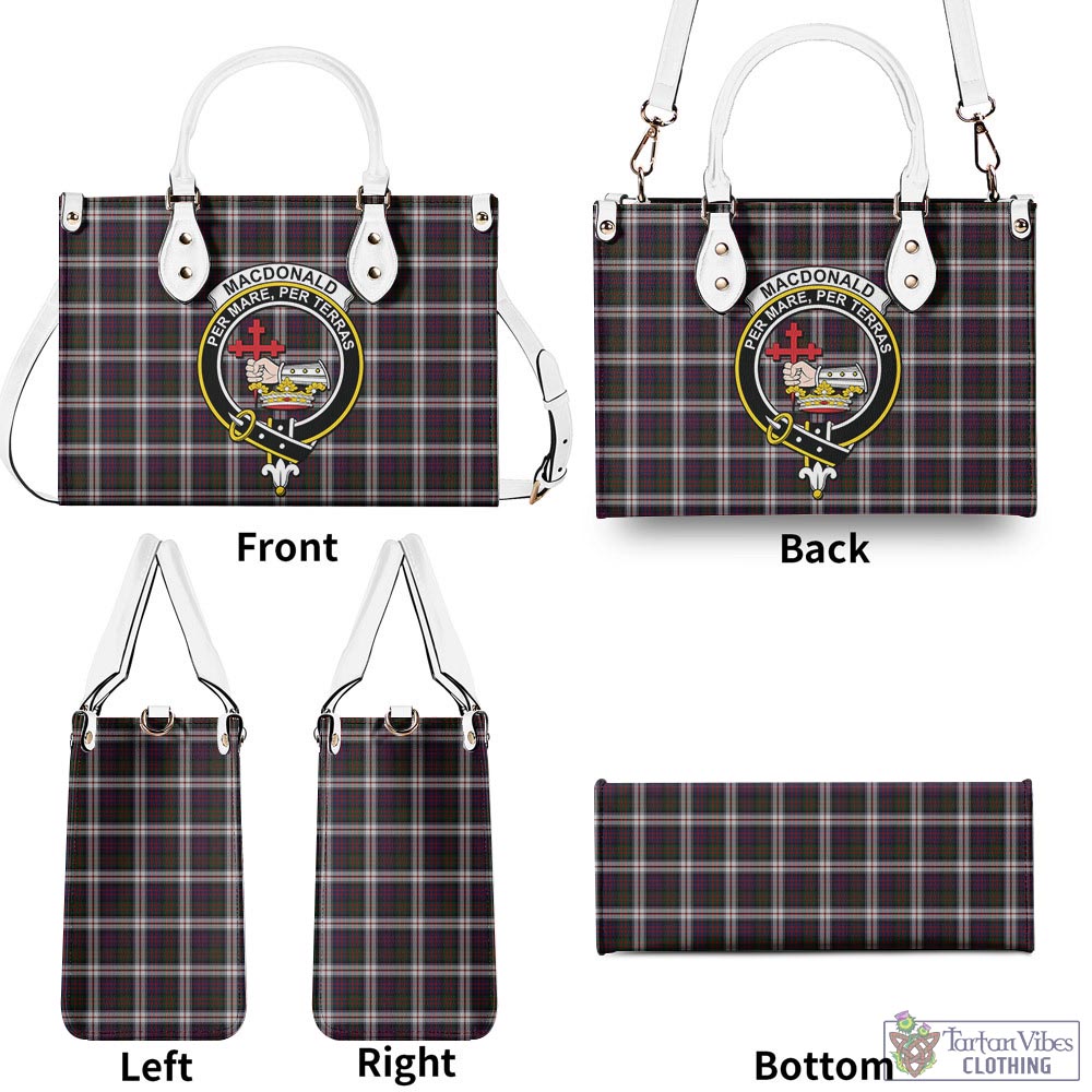 Tartan Vibes Clothing MacDonald Dress Tartan Luxury Leather Handbags with Family Crest