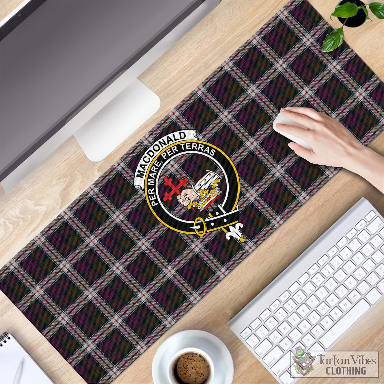 Tartan Vibes Clothing MacDonald Dress Tartan Mouse Pad with Family Crest