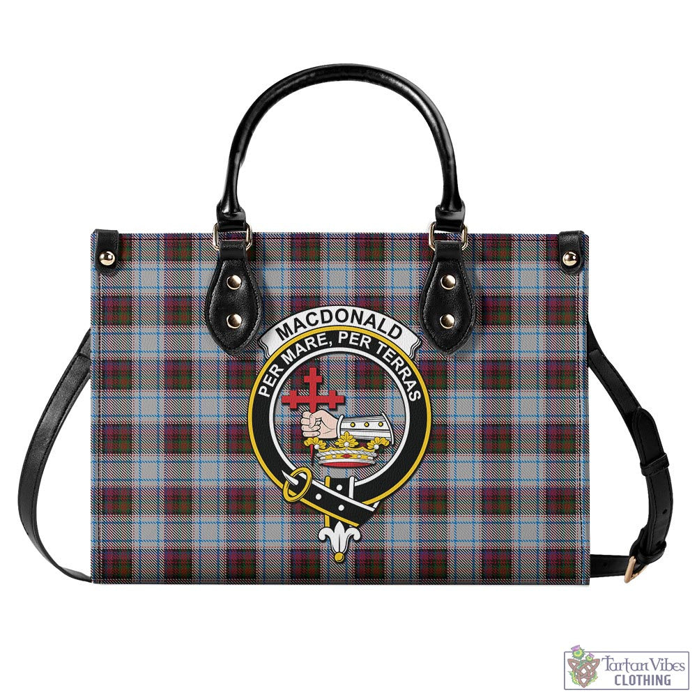 Tartan Vibes Clothing MacDonald Dress Ancient Tartan Luxury Leather Handbags with Family Crest