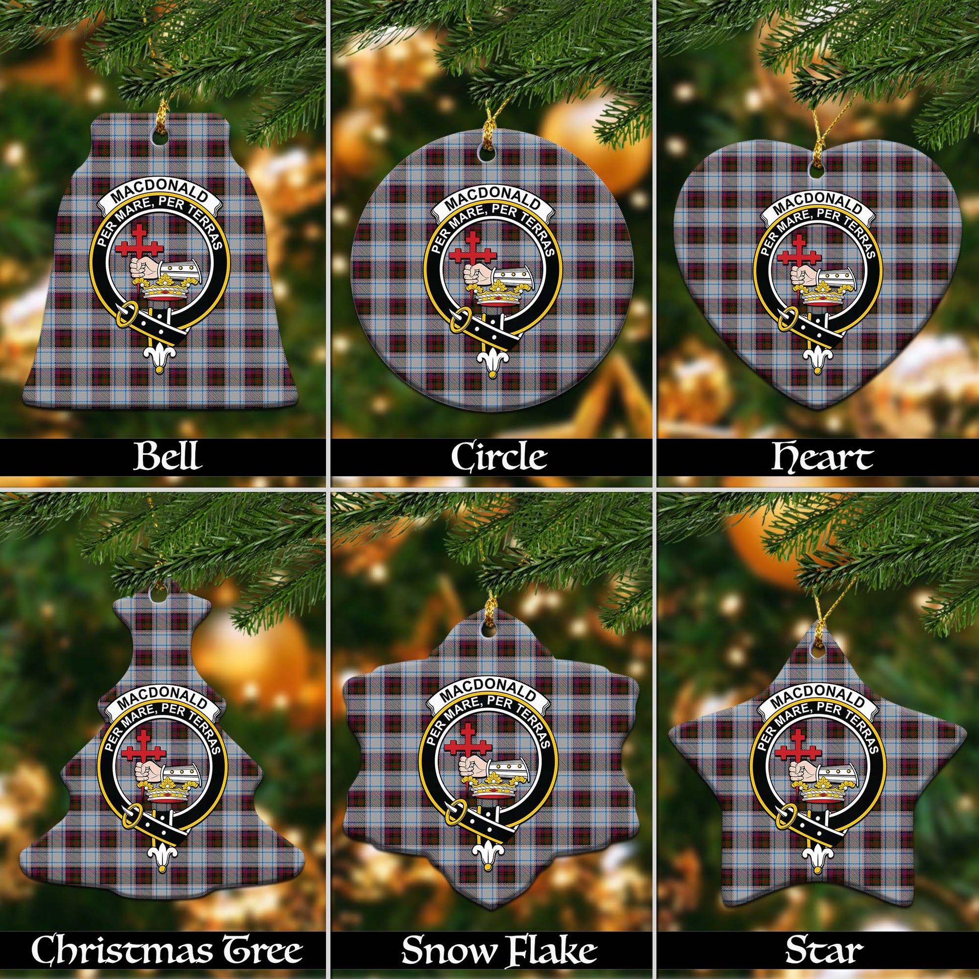 MacDonald Dress Ancient Tartan Christmas Ornaments with Family Crest - Tartanvibesclothing