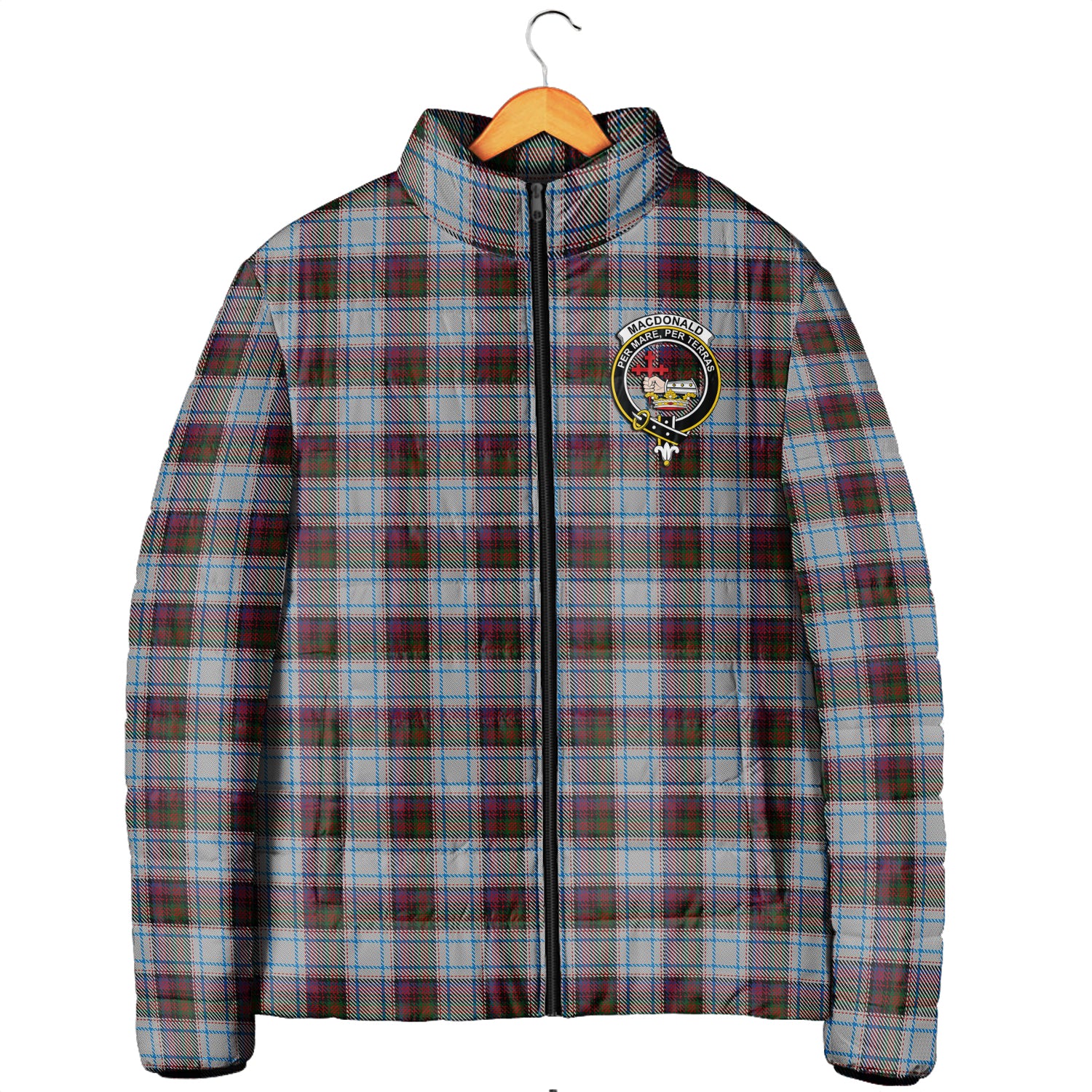 MacDonald Dress Ancient Tartan Padded Jacket with Family Crest Men's Padded Jacket - Tartan Vibes Clothing