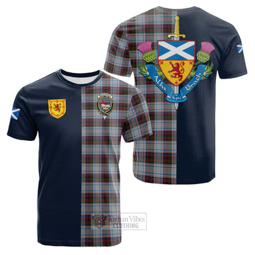 MacDonald Dress Ancient Tartan Cotton T-shirt with Scottish Lion Royal Arm Half Style