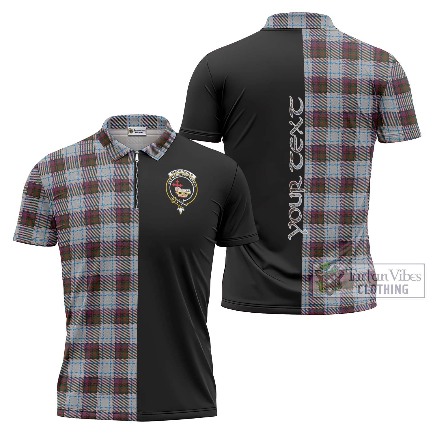 Tartan Vibes Clothing MacDonald Dress Ancient Tartan Zipper Polo Shirt with Family Crest and Half Of Me Style