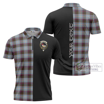 MacDonald Dress Ancient Tartan Zipper Polo Shirt with Family Crest and Half Of Me Style