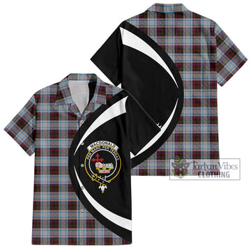 MacDonald Dress Ancient Tartan Short Sleeve Button Up with Family Crest Circle Style