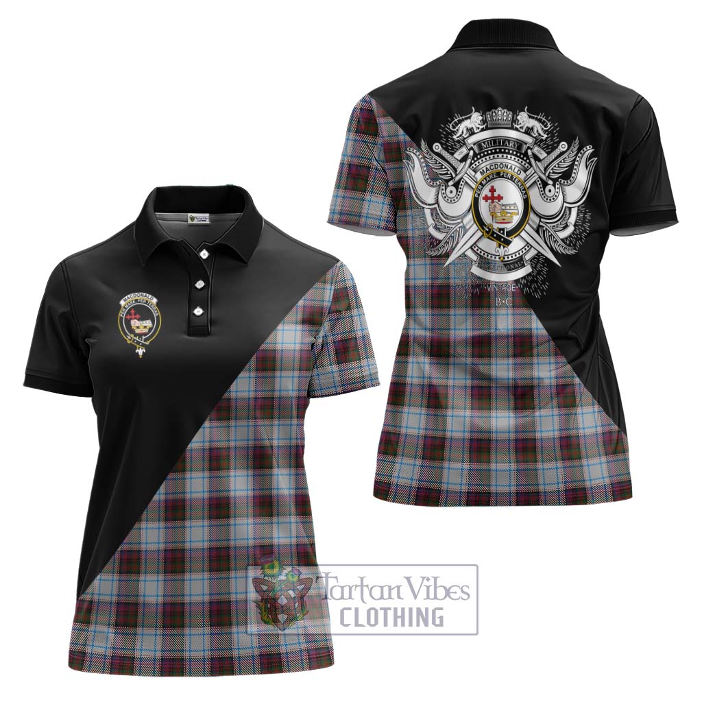 Tartan Vibes Clothing MacDonald Dress Ancient Tartan Women's Polo Shirt with Family Crest and Military Logo Style