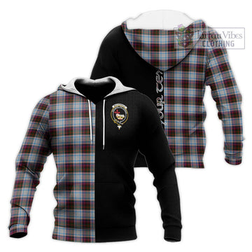 MacDonald Dress Ancient Tartan Knitted Hoodie with Family Crest and Half Of Me Style