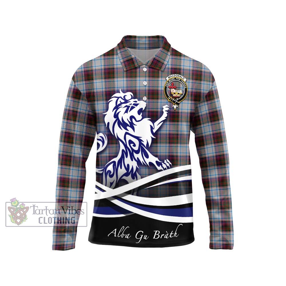 Tartan Vibes Clothing MacDonald Dress Ancient Tartan Long Sleeve Polo Shirt with Alba Gu Brath Regal Lion Emblem