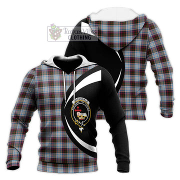 MacDonald Dress Ancient Tartan Knitted Hoodie with Family Crest Circle Style