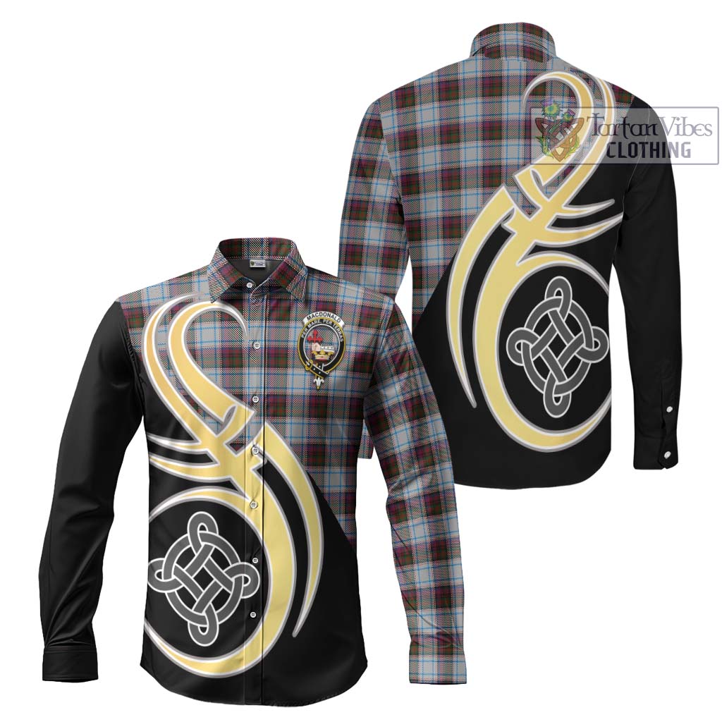 Tartan Vibes Clothing MacDonald Dress Ancient Tartan Long Sleeve Button Shirt with Family Crest and Celtic Symbol Style