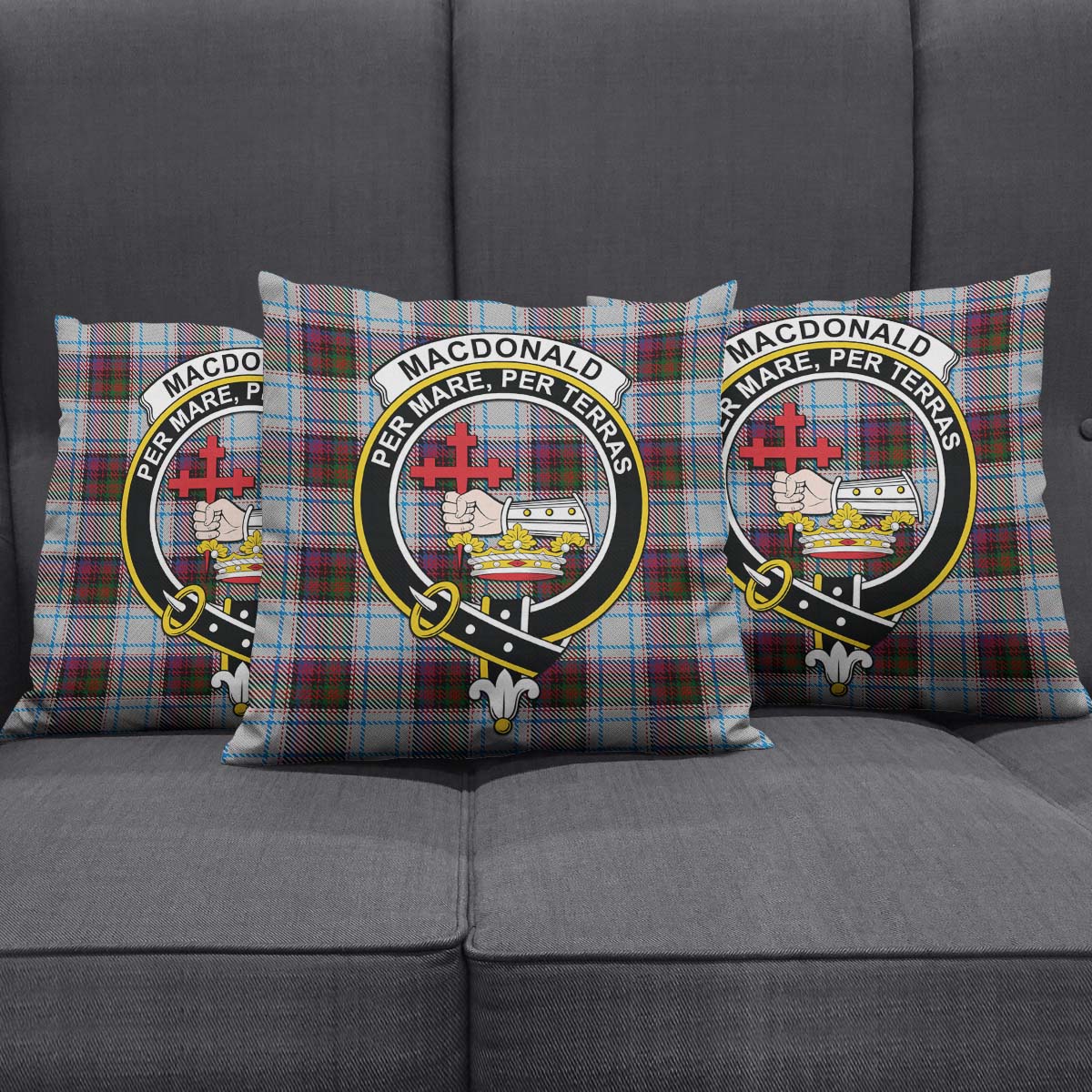 MacDonald Dress Ancient Tartan Pillow Cover with Family Crest Square Pillow Cover - Tartanvibesclothing