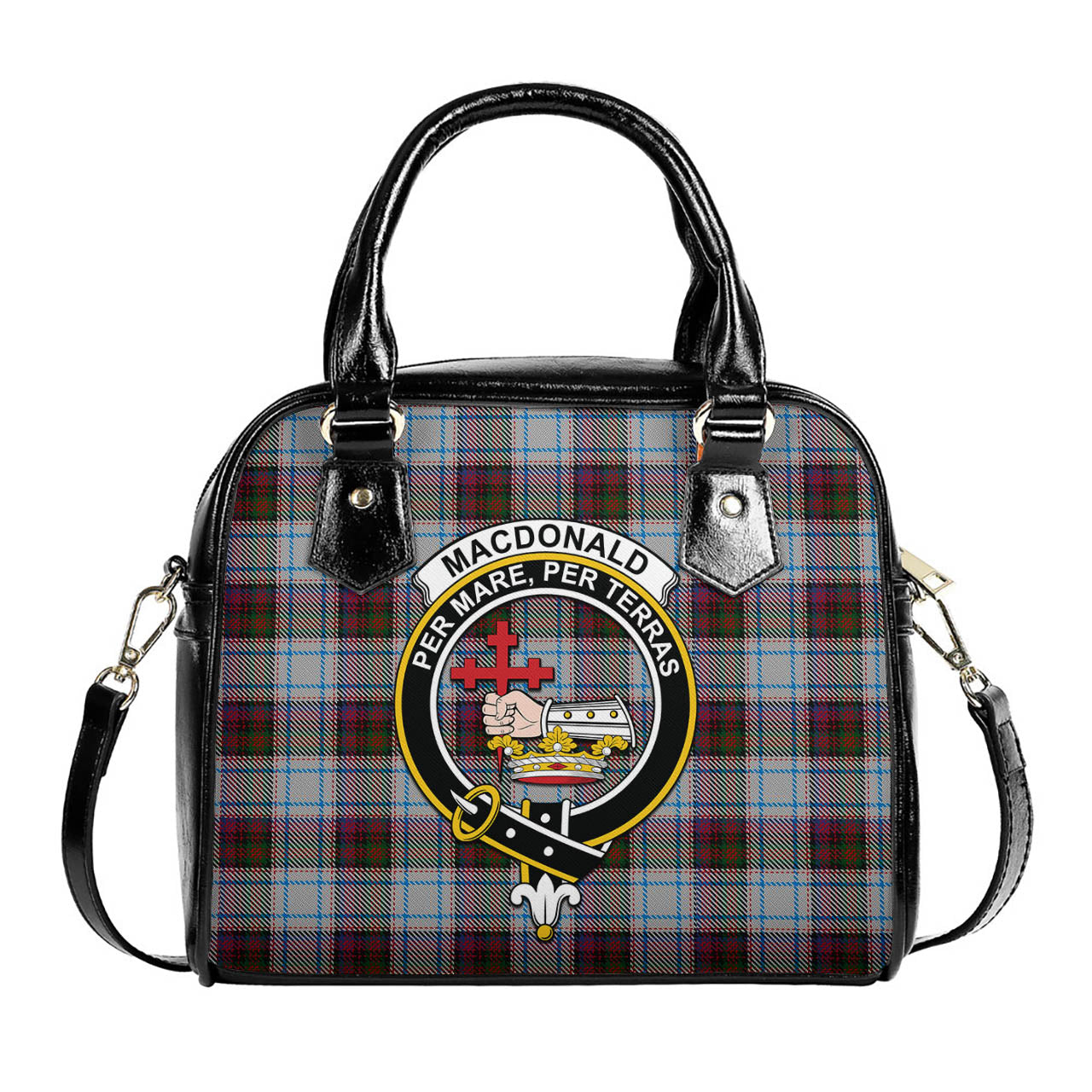 MacDonald Dress Ancient Tartan Shoulder Handbags with Family Crest One Size 6*25*22 cm - Tartanvibesclothing