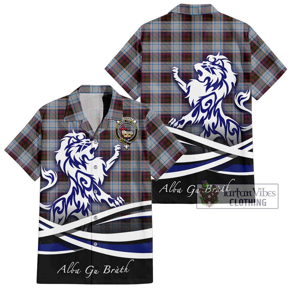 MacDonald Dress Ancient Tartan Short Sleeve Button Shirt with Alba Gu Brath Regal Lion Emblem Kid - Tartanvibesclothing Shop