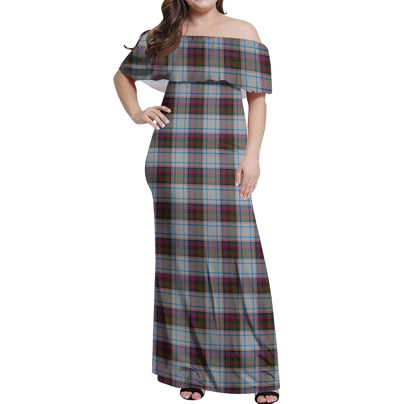 MacDonald Dress Ancient Tartan Off Shoulder Long Dress Women's Dress - Tartanvibesclothing