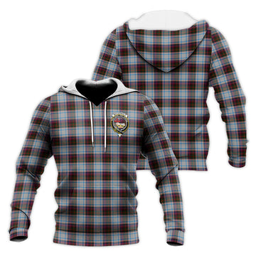 MacDonald Dress Ancient Tartan Knitted Hoodie with Family Crest