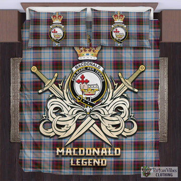 MacDonald Dress Ancient Tartan Bedding Set with Clan Crest and the Golden Sword of Courageous Legacy