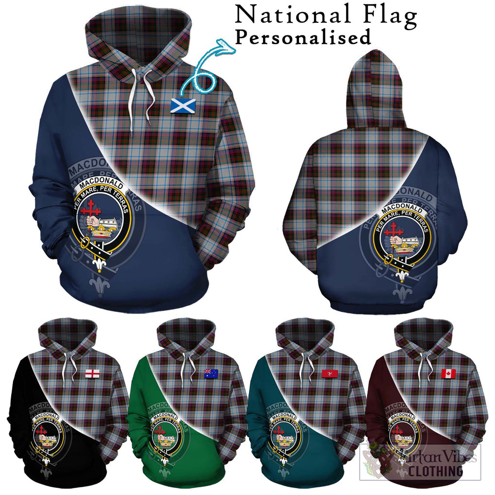 MacDonald Dress Ancient Tartan Hoodie with Personalised National Flag and Family Crest Half Style Zip Hoodie - Tartanvibesclothing Shop