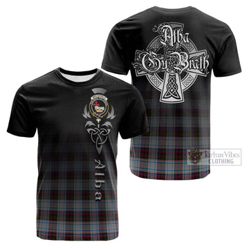 MacDonald Dress Ancient Tartan Cotton T-shirt Featuring Alba Gu Brath Family Crest Celtic Inspired