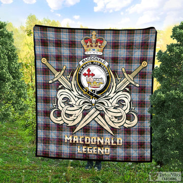MacDonald Dress Ancient Tartan Quilt with Clan Crest and the Golden Sword of Courageous Legacy
