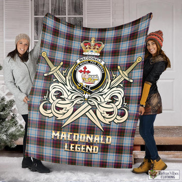 MacDonald Dress Ancient Tartan Blanket with Clan Crest and the Golden Sword of Courageous Legacy