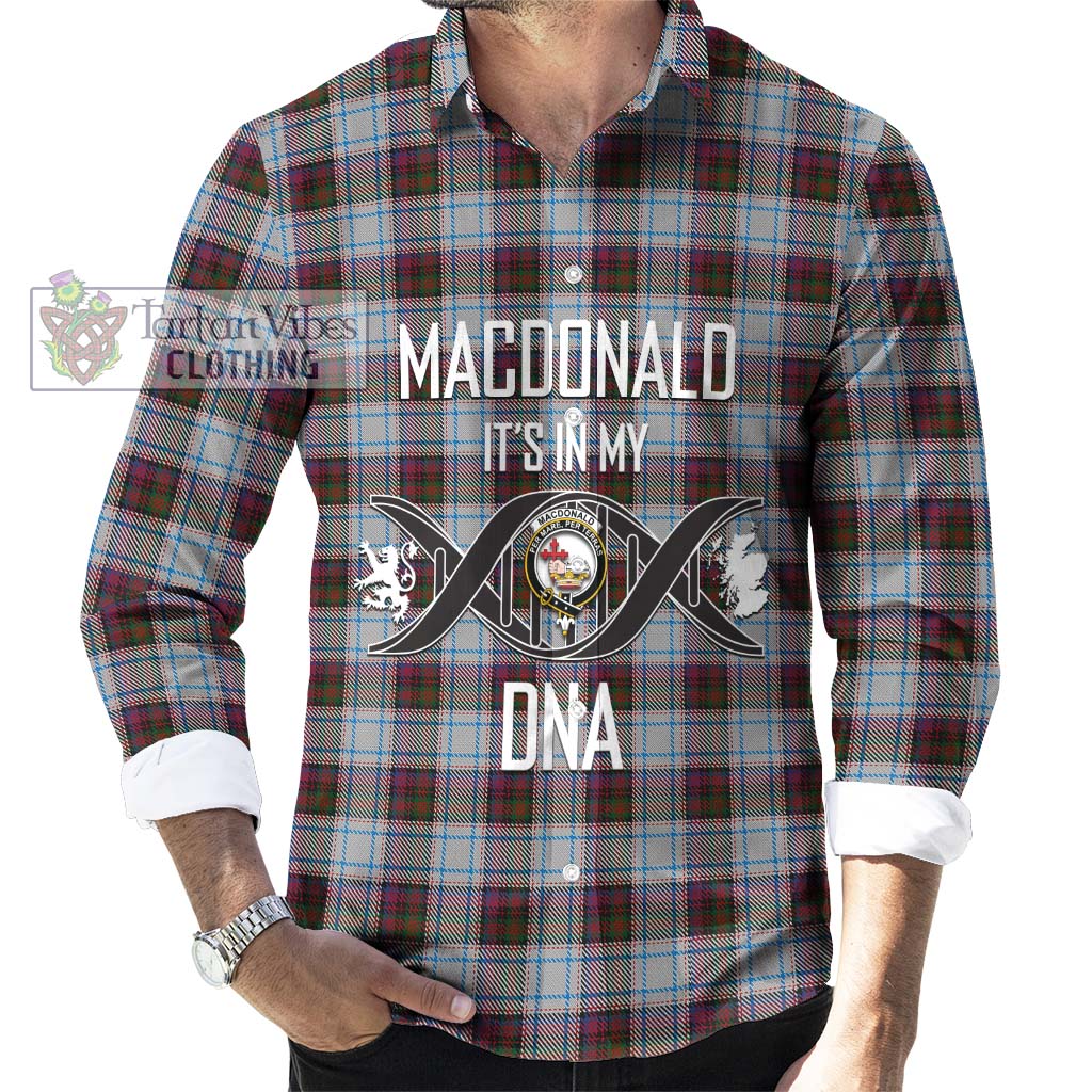 Tartan Vibes Clothing MacDonald Dress Ancient Tartan Long Sleeve Button Shirt with Family Crest DNA In Me Style