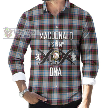 MacDonald Dress Ancient Tartan Long Sleeve Button Shirt with Family Crest DNA In Me Style