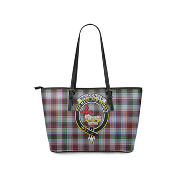 MacDonald Dress Ancient Tartan Leather Tote Bag with Family Crest