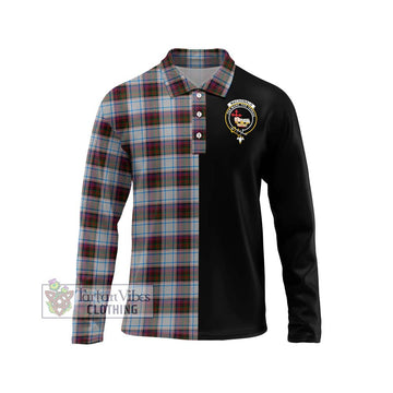 MacDonald Dress Ancient Tartan Long Sleeve Polo Shirt with Family Crest and Half Of Me Style