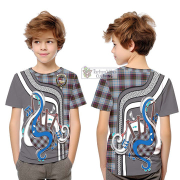 MacDonald Dress Ancient Tartan Kid T-Shirt with Epic Bagpipe Style