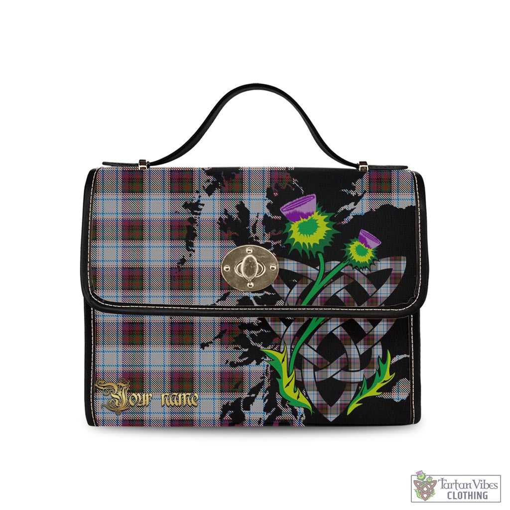 Tartan Vibes Clothing MacDonald Dress Ancient Tartan Waterproof Canvas Bag with Scotland Map and Thistle Celtic Accents