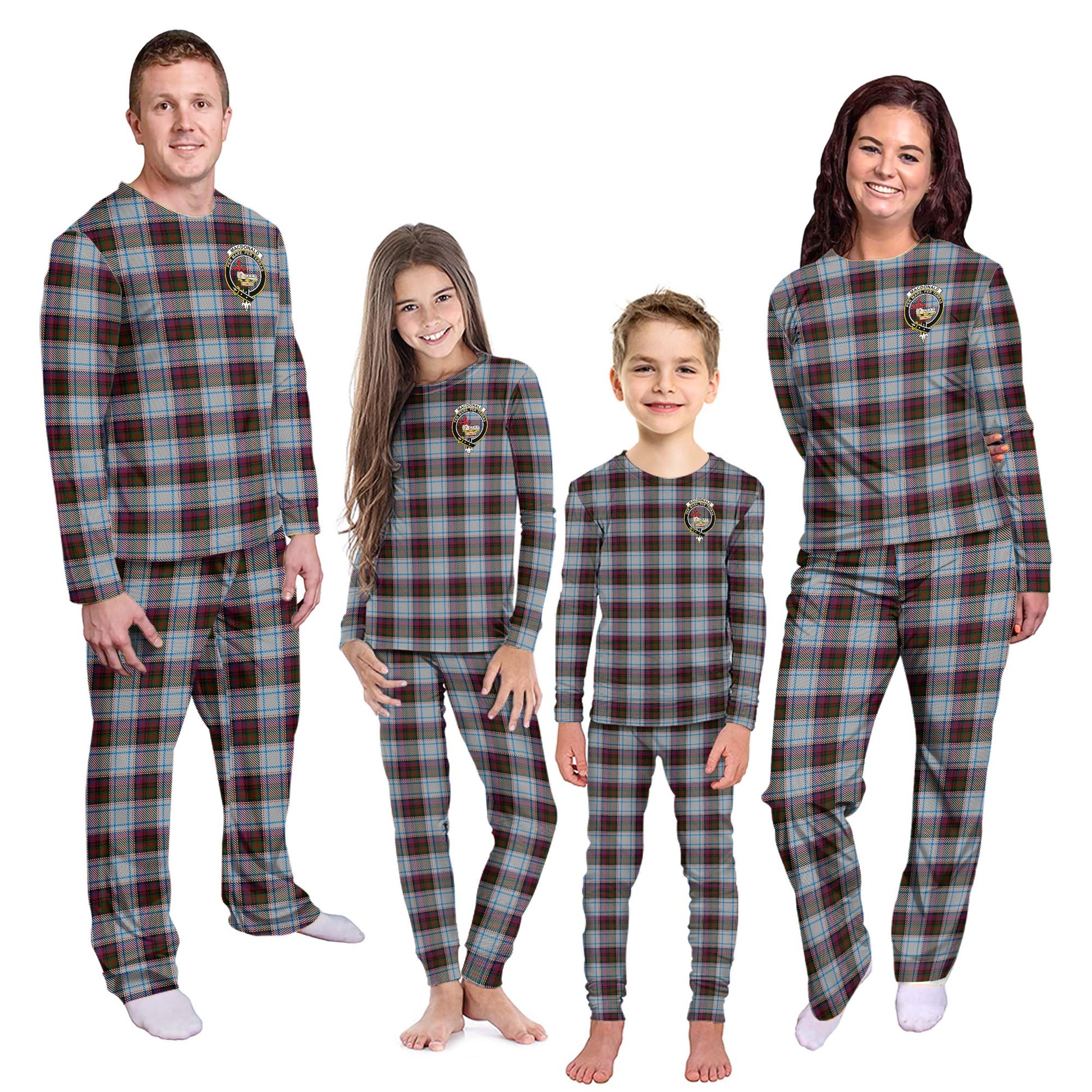 MacDonald Dress Ancient Tartan Pajamas Family Set with Family Crest - Tartanvibesclothing