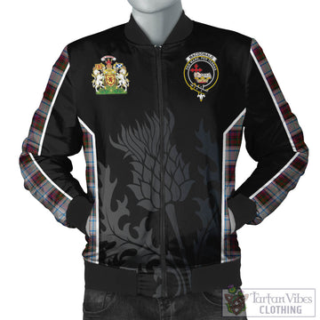 MacDonald Dress Ancient Tartan Bomber Jacket with Family Crest and Scottish Thistle Vibes Sport Style