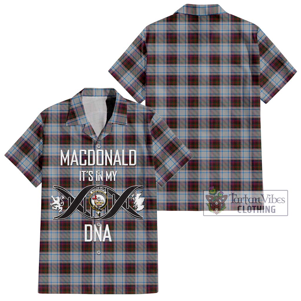 Tartan Vibes Clothing MacDonald Dress Ancient Tartan Short Sleeve Button Shirt with Family Crest DNA In Me Style