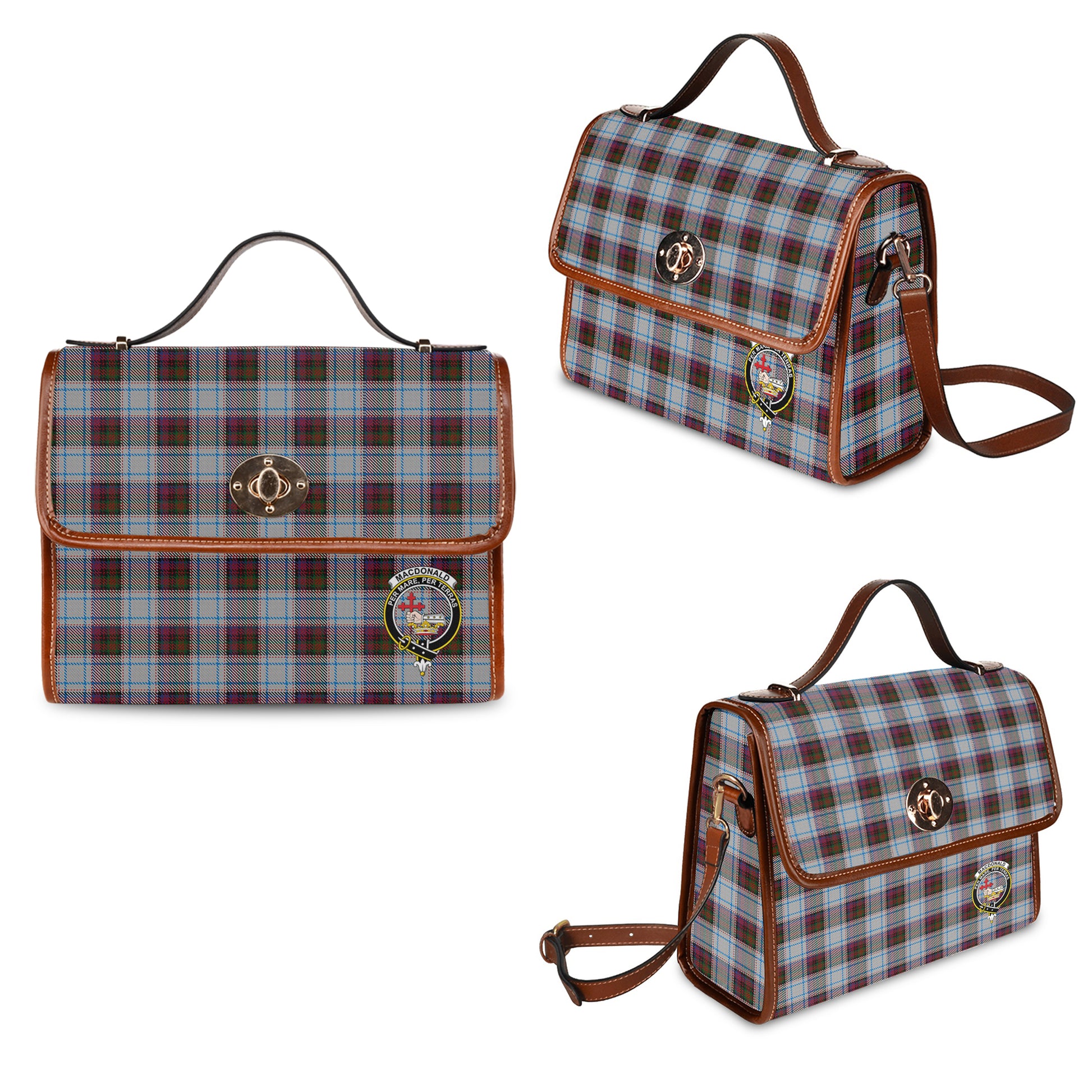 macdonald-dress-ancient-tartan-leather-strap-waterproof-canvas-bag-with-family-crest