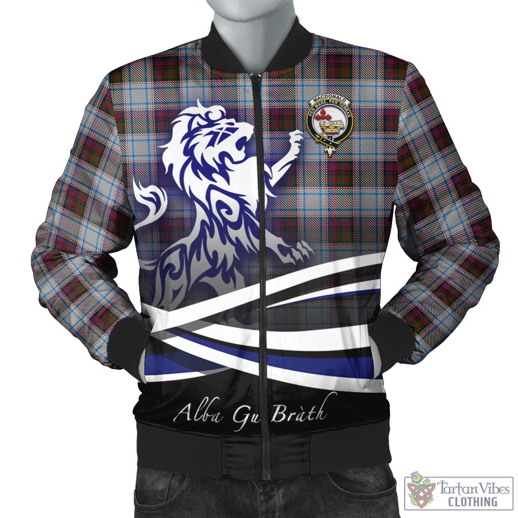 Tartan Vibes Clothing MacDonald Dress Ancient Tartan Bomber Jacket with Alba Gu Brath Regal Lion Emblem