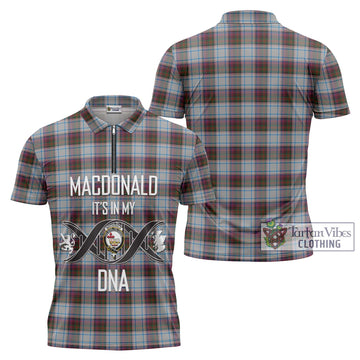 MacDonald Dress Ancient Tartan Zipper Polo Shirt with Family Crest DNA In Me Style