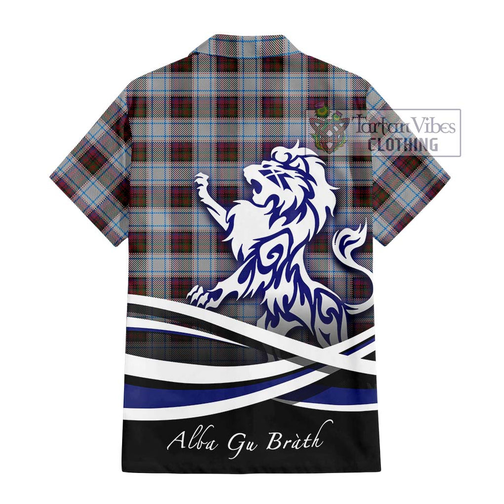 MacDonald Dress Ancient Tartan Short Sleeve Button Shirt with Alba Gu Brath Regal Lion Emblem - Tartanvibesclothing Shop