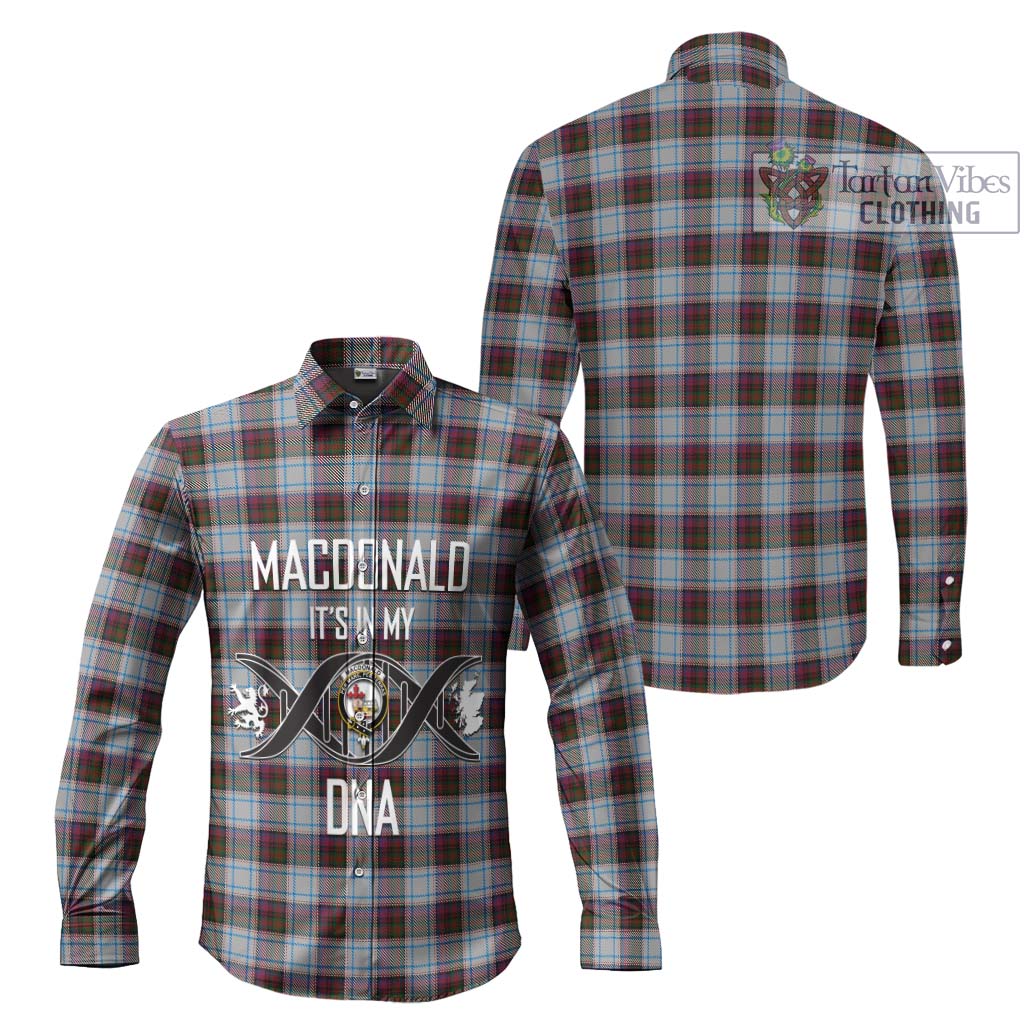 Tartan Vibes Clothing MacDonald Dress Ancient Tartan Long Sleeve Button Shirt with Family Crest DNA In Me Style