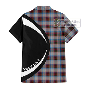 MacDonald Dress Ancient Tartan Short Sleeve Button Up with Family Crest Circle Style