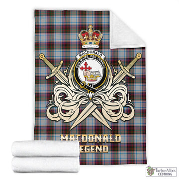MacDonald Dress Ancient Tartan Blanket with Clan Crest and the Golden Sword of Courageous Legacy