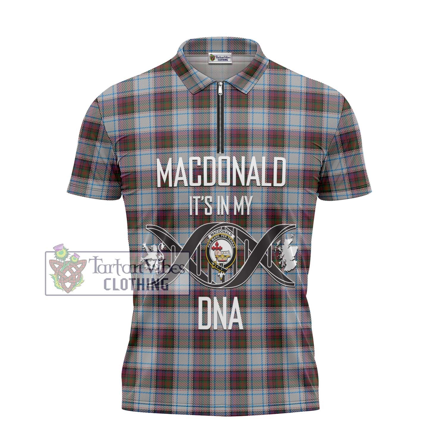 Tartan Vibes Clothing MacDonald Dress Ancient Tartan Zipper Polo Shirt with Family Crest DNA In Me Style