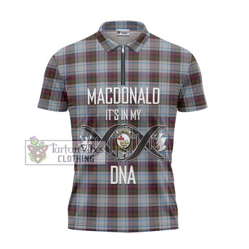 MacDonald Dress Ancient Tartan Zipper Polo Shirt with Family Crest DNA In Me Style