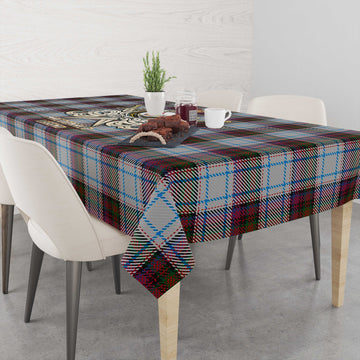 MacDonald Dress Ancient Tartan Tablecloth with Clan Crest and the Golden Sword of Courageous Legacy