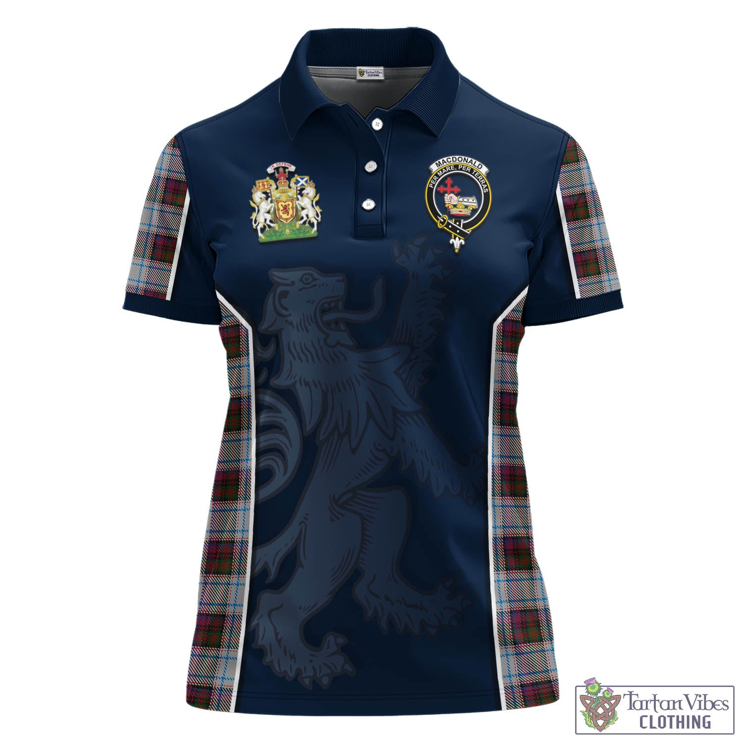 Tartan Vibes Clothing MacDonald Dress Ancient Tartan Women's Polo Shirt with Family Crest and Lion Rampant Vibes Sport Style