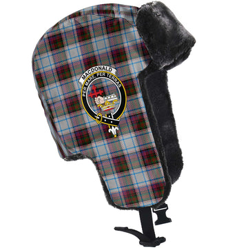 MacDonald Dress Ancient Tartan Winter Trapper Hat with Family Crest